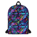 Colorful LuckeLadybug backpack graphic with neon patterns and shapes for stylish storage