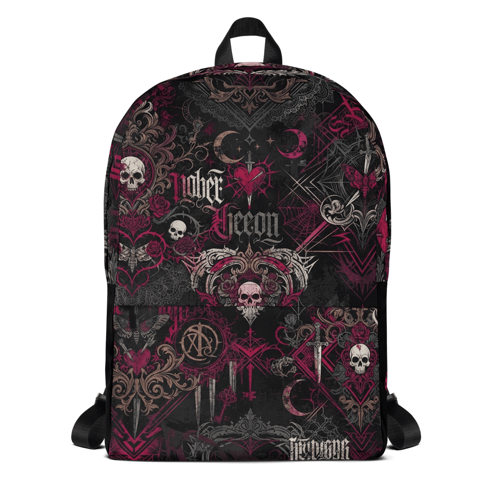 LuckeLadybug LLC Backpack Streetwear with Gothic Skull and Heart Designs, Stylish and Trendy