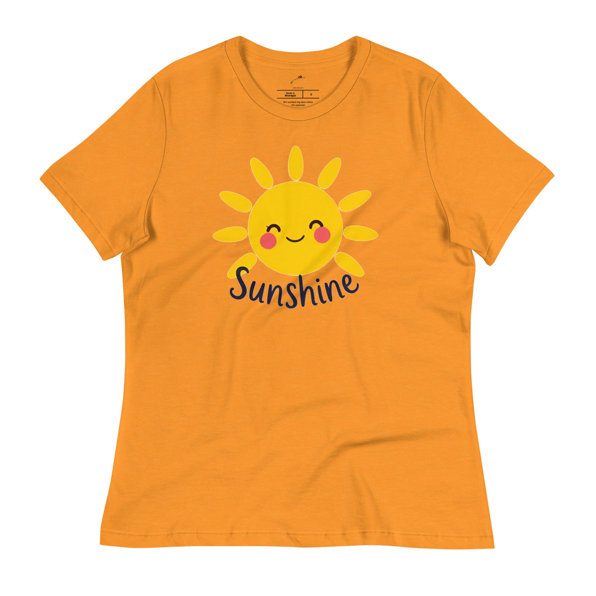 Bright orange be the sunshine t-shirt featuring a cute smiling sun graphic