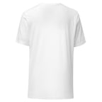 Back view of plain white LuckeLadybug t-shirt blank ready for blue alien men’s t-shirt print