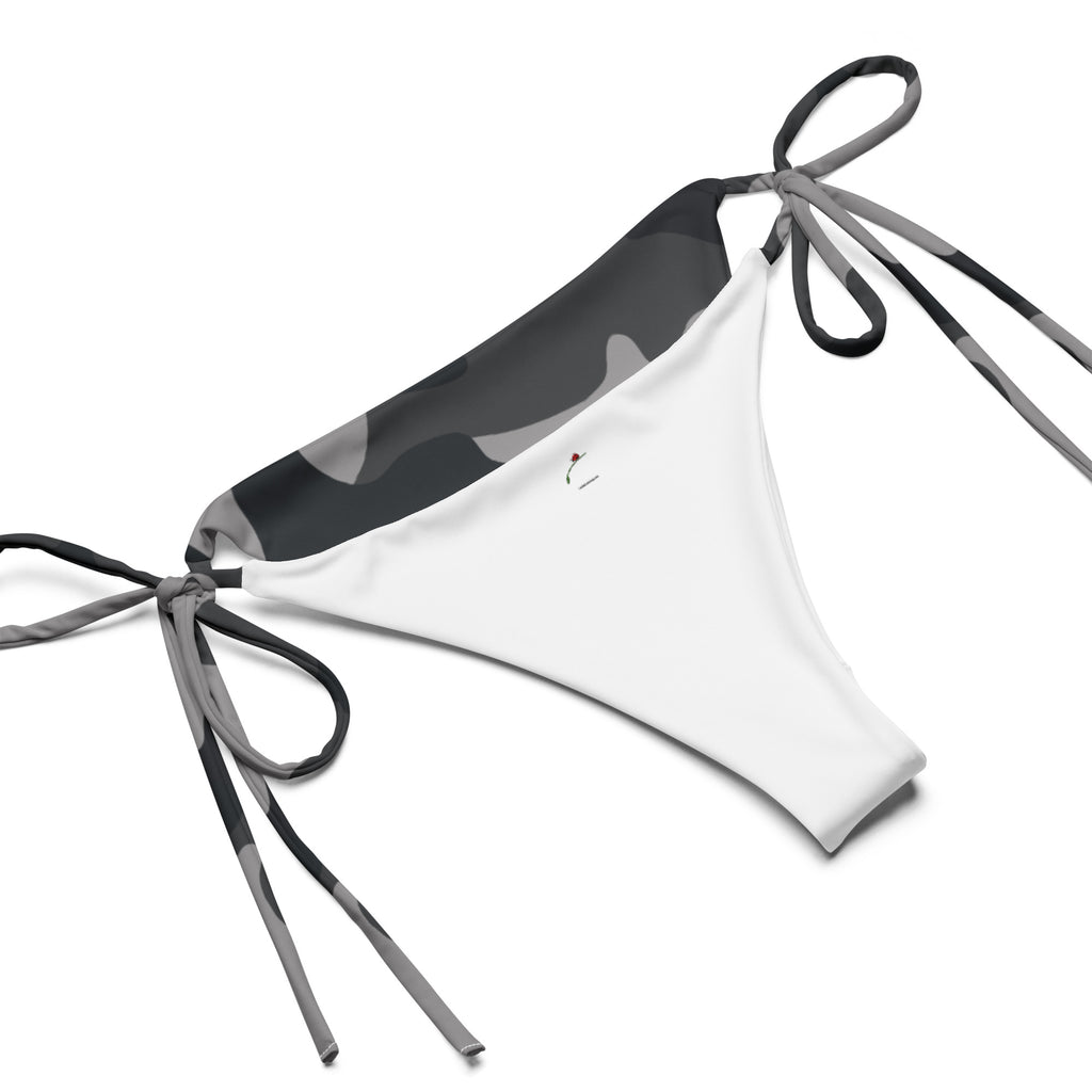 camouflage string bikini for women with adjustable side ties in gray and white