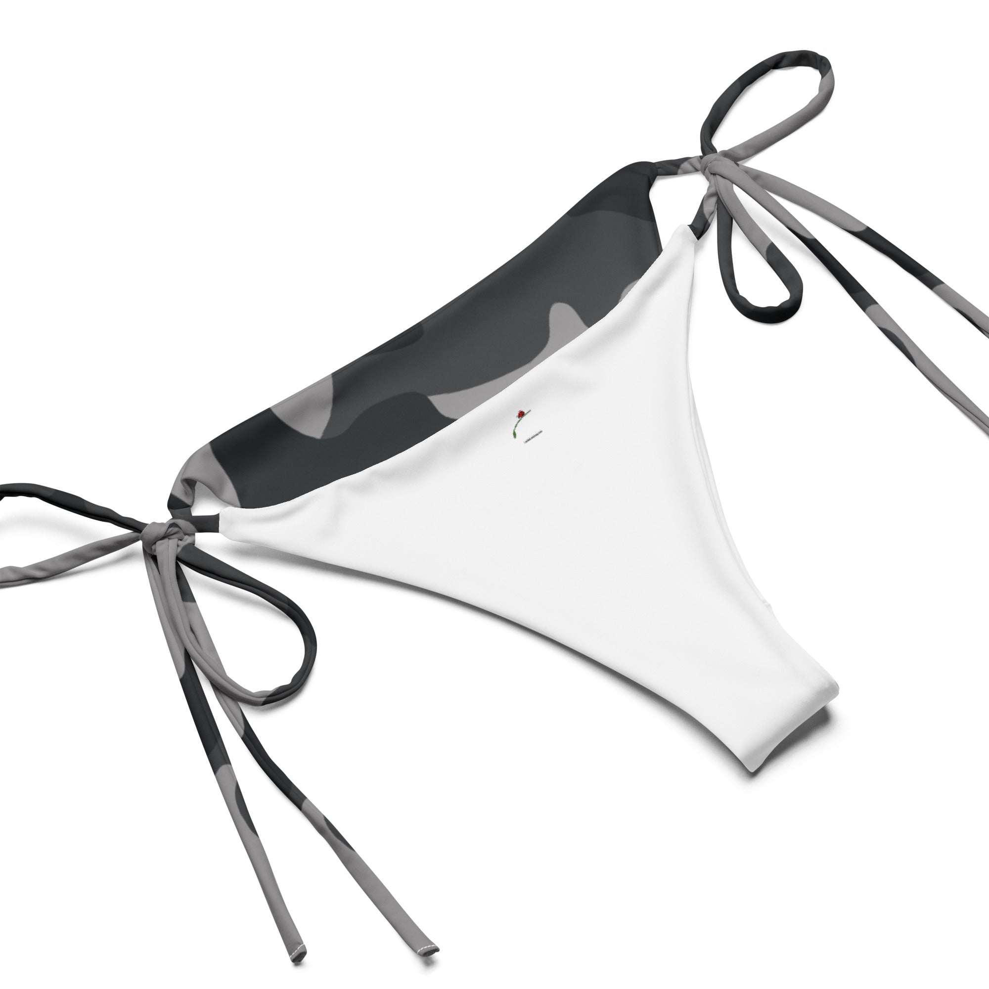 camouflage string bikini for women with adjustable side ties in gray and white