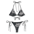camouflage string bikini for women in gray and black with adjustable ties