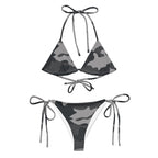 camouflage string bikini for women in gray and black with adjustable ties