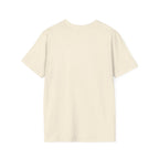Cream colored unisex T-shirt showing the back side by LuckeLadybug coffee mom graphic tee