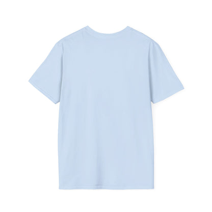 Light blue coffee mom graphic tee from LuckeLadybug showing back view with short sleeves