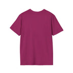 Back view of LuckeLadybug coffee mom graphic tee in deep pink with short sleeves and crew neck
