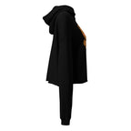 LuckeLadybug cute bear crop top hoodie in black side view with long sleeves and hood