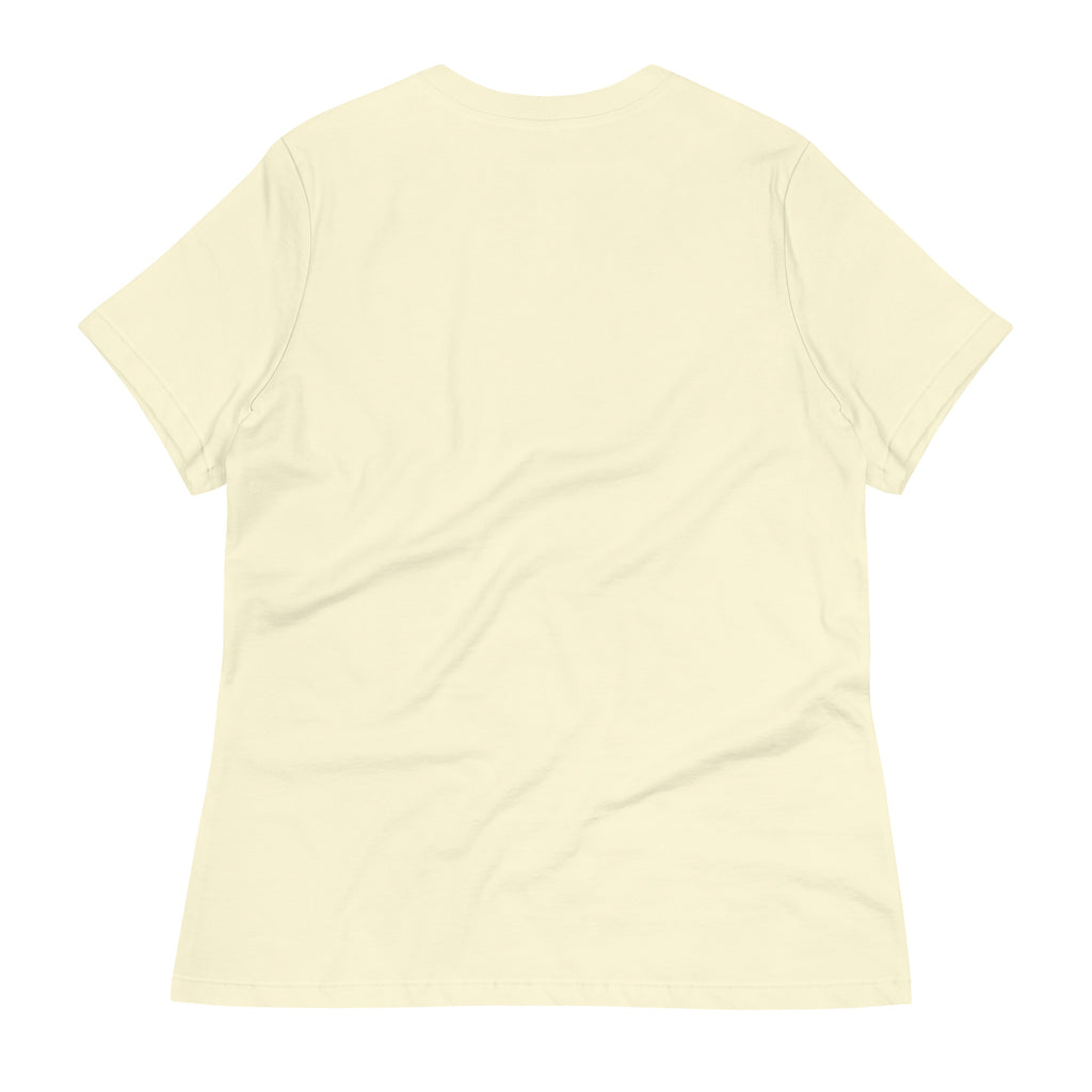 Back view of a plain cream colored cute coffee t shirt for women by LuckeLadybug