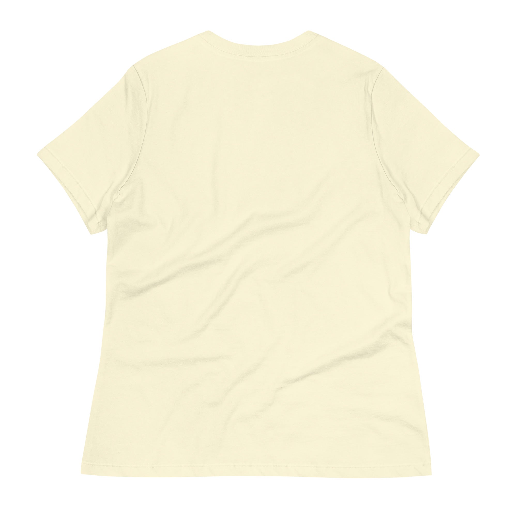 Back view of a plain cream colored cute coffee t shirt for women by LuckeLadybug