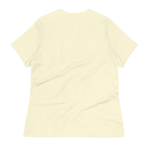 Back view of a plain cream colored cute coffee t shirt for women by LuckeLadybug