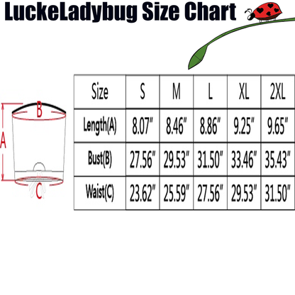 Inkedjoy cute hearts bandeau top size chart showing length bust and waist measurements for S to 2XL