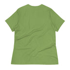 Back view of green t-shirt without design shown cute sloth print tee for women
