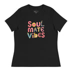 Black T-shirt with colorful Soul Mate Vibes text design cute soulmate vibes shirt for women