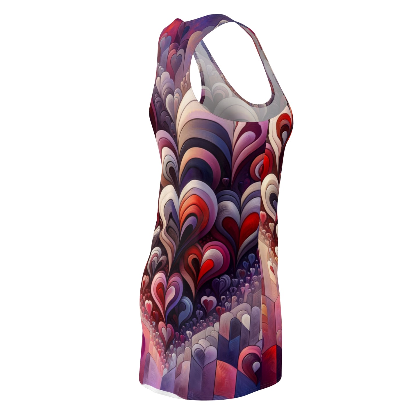 Luckeladybug racerback dress with colorful heart patterns, perfect cute valentines day dress