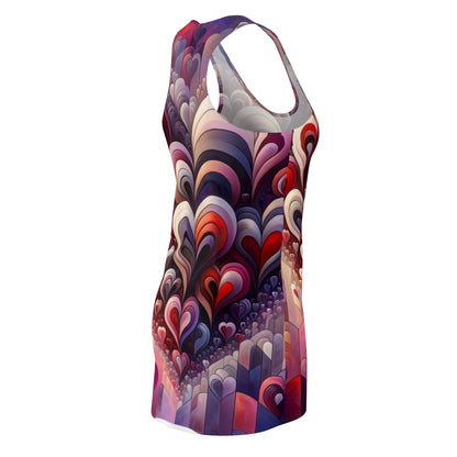 Luckeladybug racerback dress with colorful heart patterns, perfect cute valentines day dress