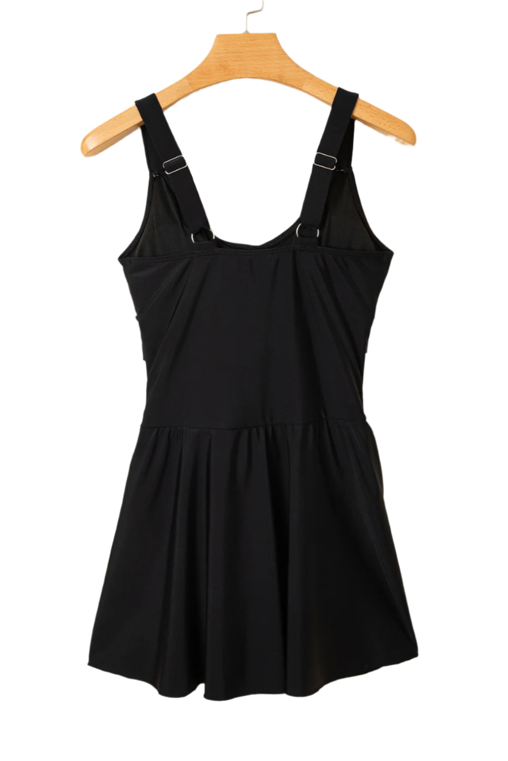 Black beach dress with adjustable straps from LuckeLadybug LLC cutout ruched swimwear for women