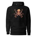 LuckeLadybug black hoodie with an orange octopus design deep sea graphic hoodie