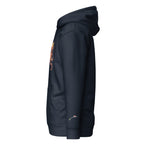 LuckeLadybug deep sea graphic hoodie in black showing side view with hood and sleeve detail