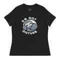 do not disturb sloth t-shirt in black with cute sleeping sloth graphic and white text