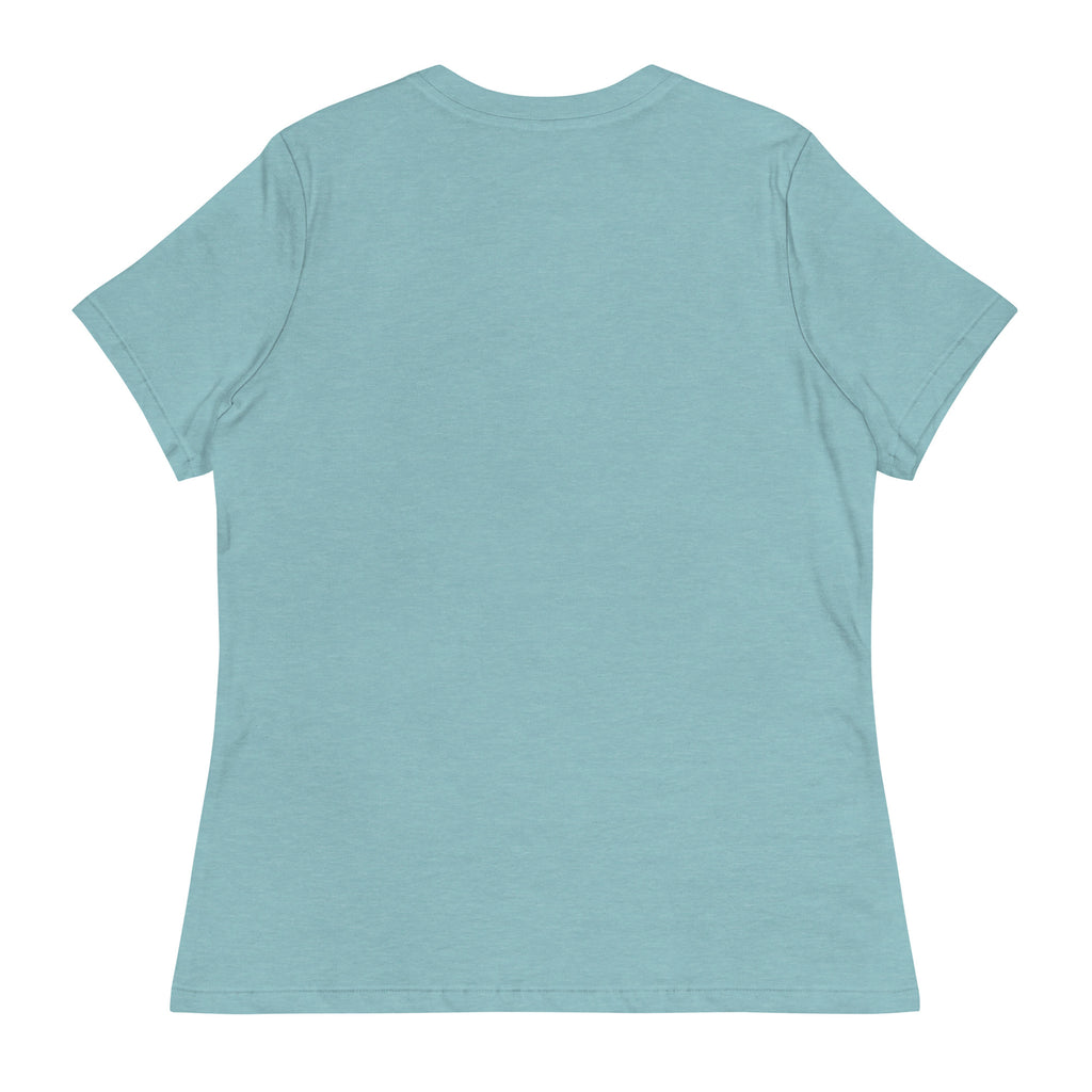 Back view of light blue do not disturb sloth t-shirt with short sleeves and crew neck