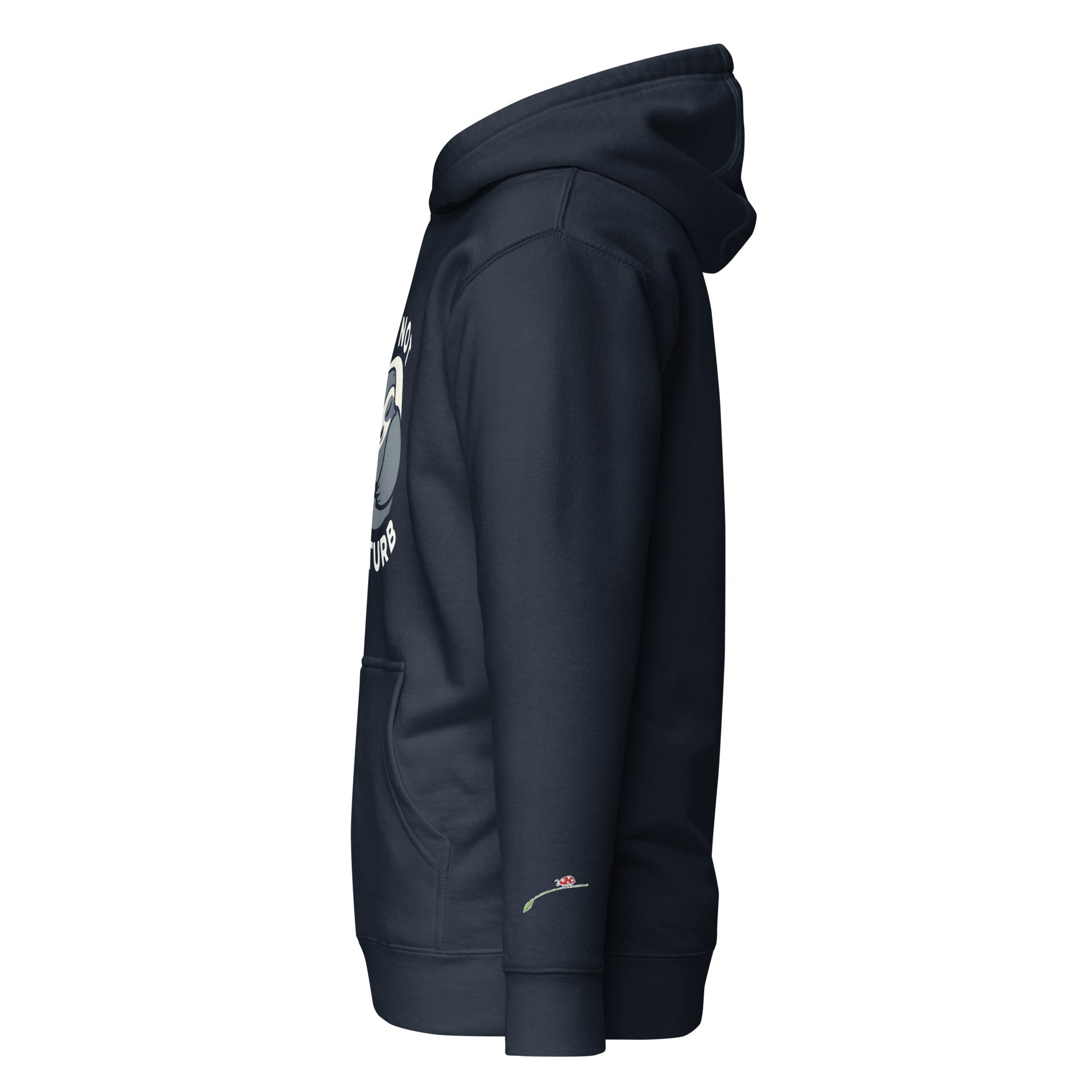 black do not disturb sweatshirt hoodie with front kangaroo pocket and hood