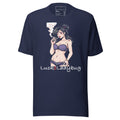 Navy LuckeLadybug edgy graphic shirt for trendsetters with illustrated smoking woman design