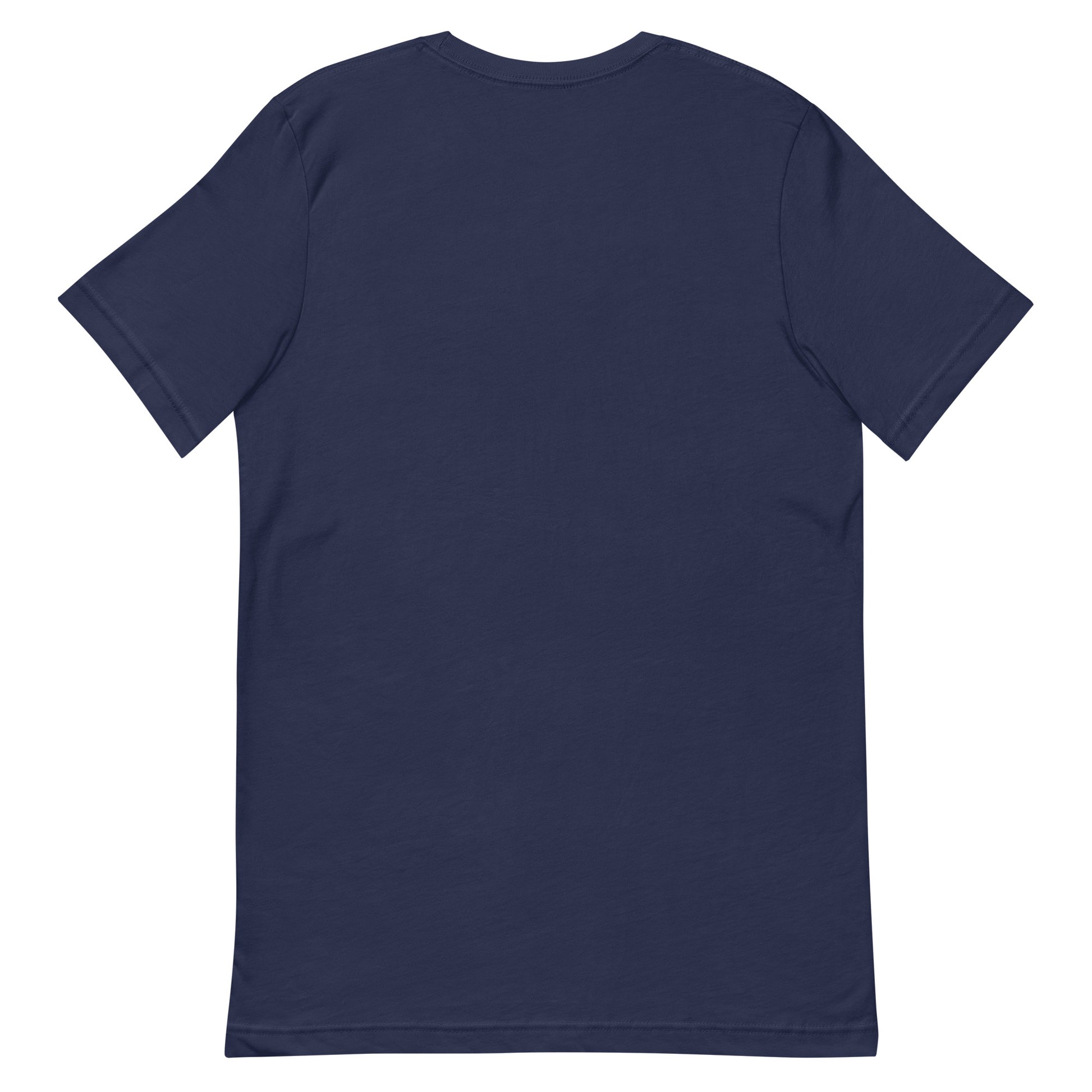 LuckeLadybug navy unisex crewneck T Shirt back view plain cotton fabric eggplants love water t-shirt
