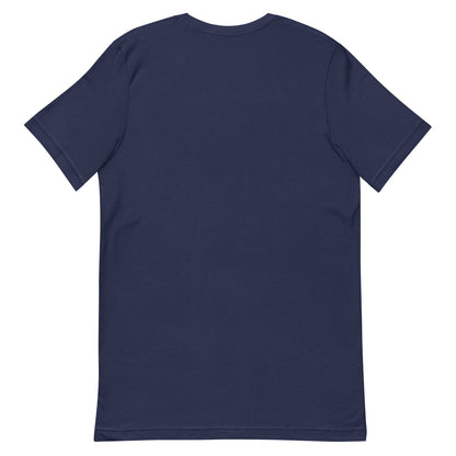 LuckeLadybug navy unisex crewneck T Shirt back view plain cotton fabric eggplants love water t-shirt