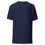 LuckeLadybug Eggplants Love Water T-Shirt navy unisex cotton tee back view plain short sleeve