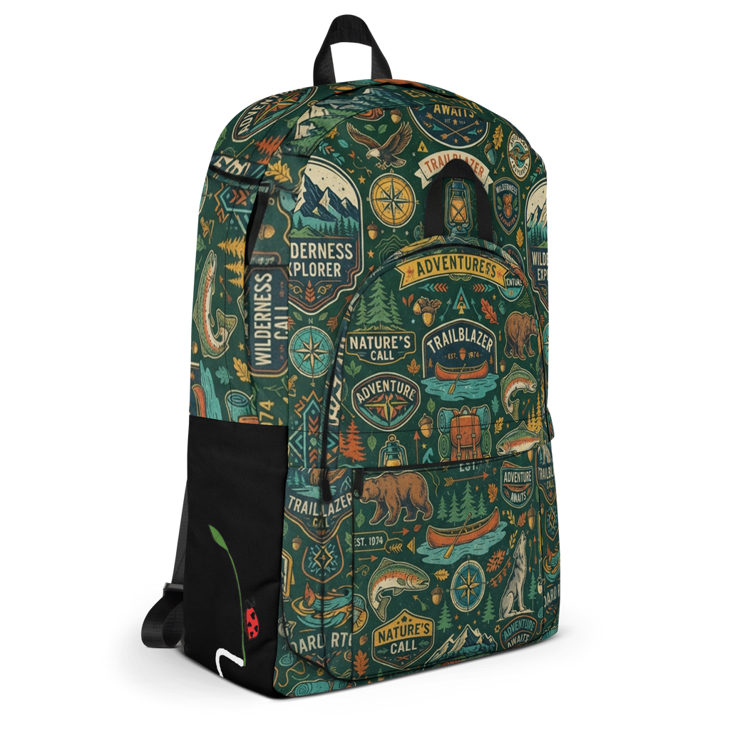 LuckeLadybug Everyday Carry Backpack with Nature and Adventure Graphics for Daily Use