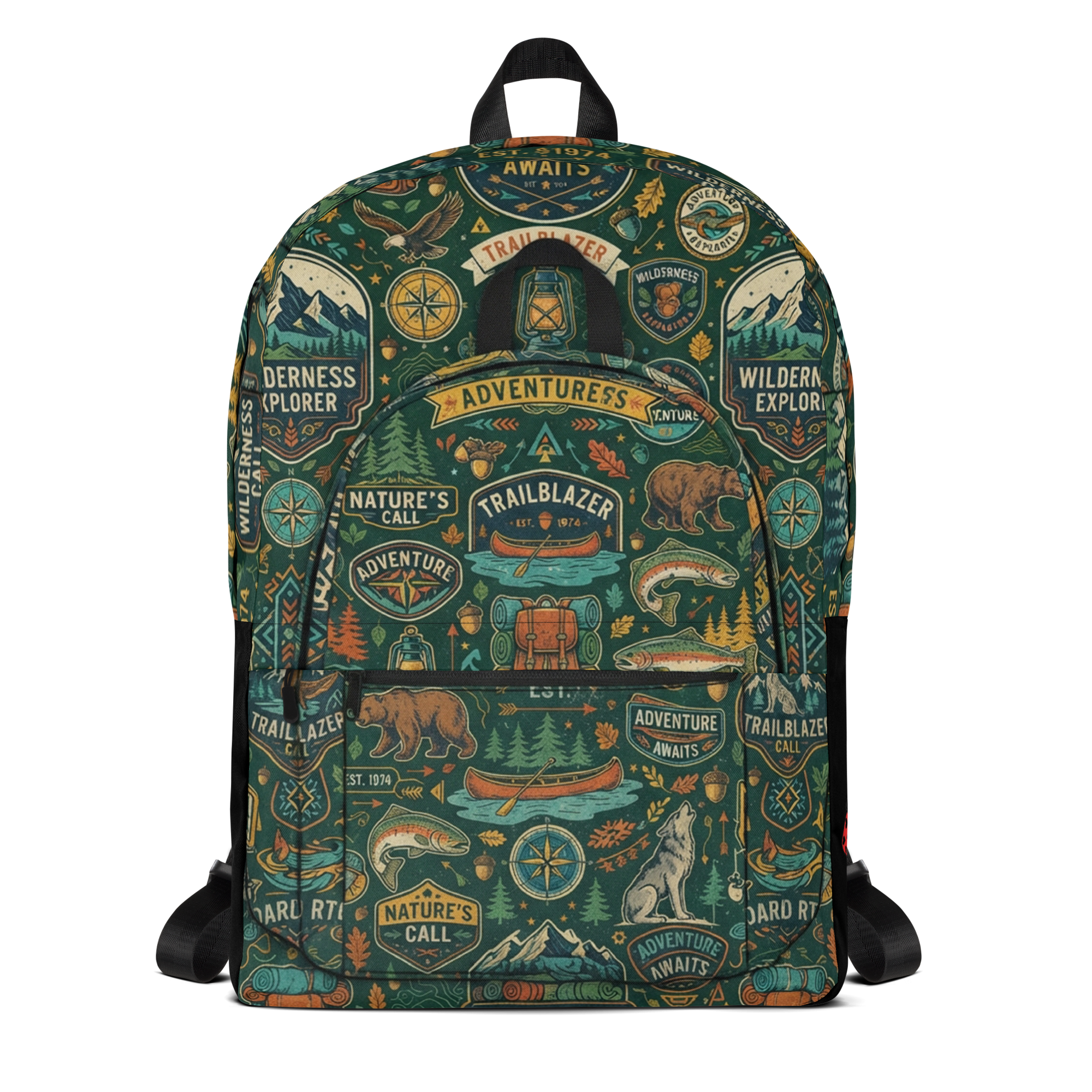 LuckeLadybug Backpack featuring adventure-themed print, perfect for everyday carry