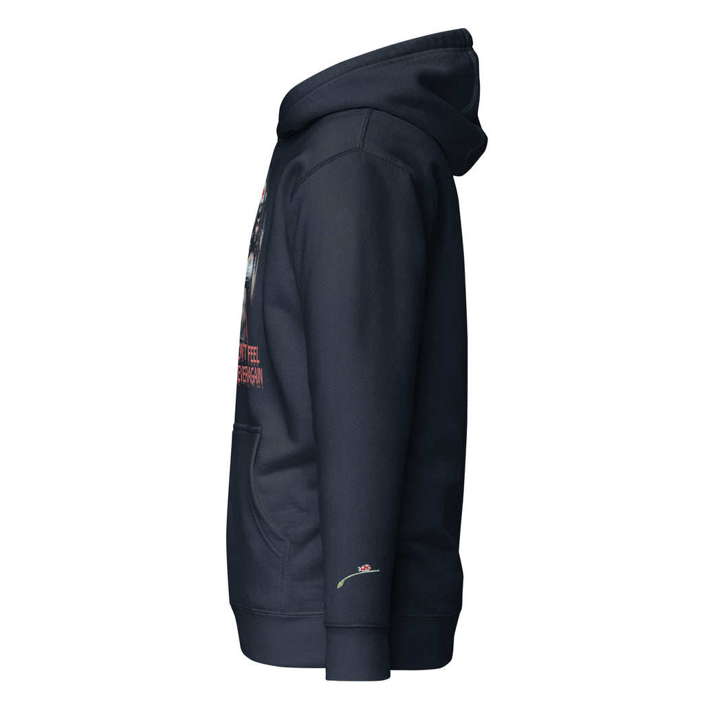 of black evil nurse hoodie by LuckeLadybug with hood and front pocket