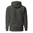 Back view of LuckeLadybug dark gray fantasy dragon pullover hoodie with hood and long sleeves