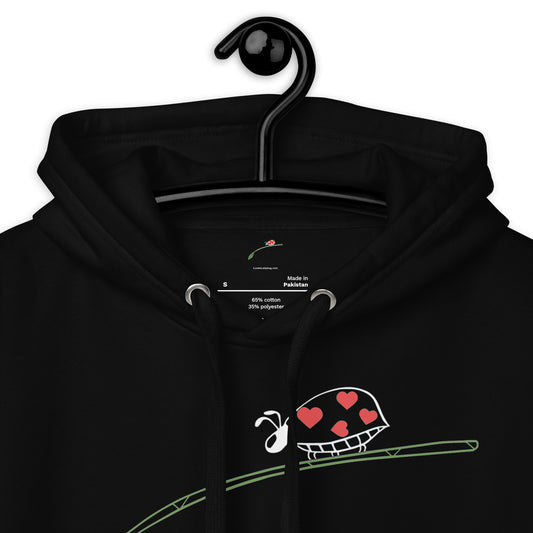 fashion-forward men's hoodie with heart design and adjustable drawstring hood