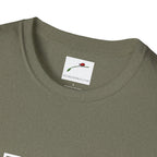 Olive green LuckeLadybug forty something birthday shirt with crew neckline and soft fabric