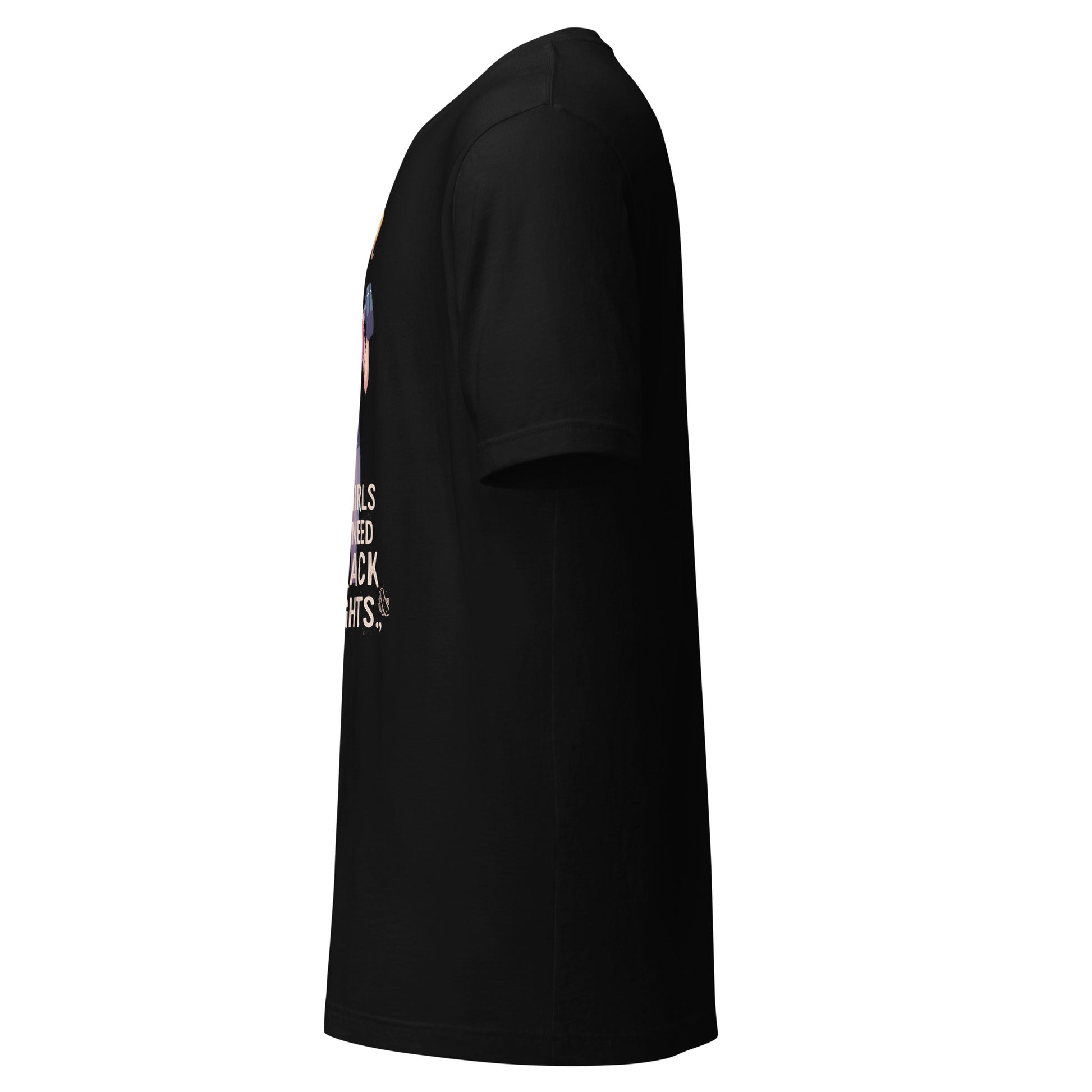 LuckeLadybug black short sleeve side profile girls gym graphic t shirt with partial front print visible