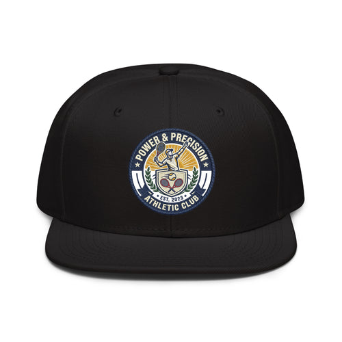 LuckeLadybug LLC Black Hat Snapback with Power and Precision Athletic Club Emblem