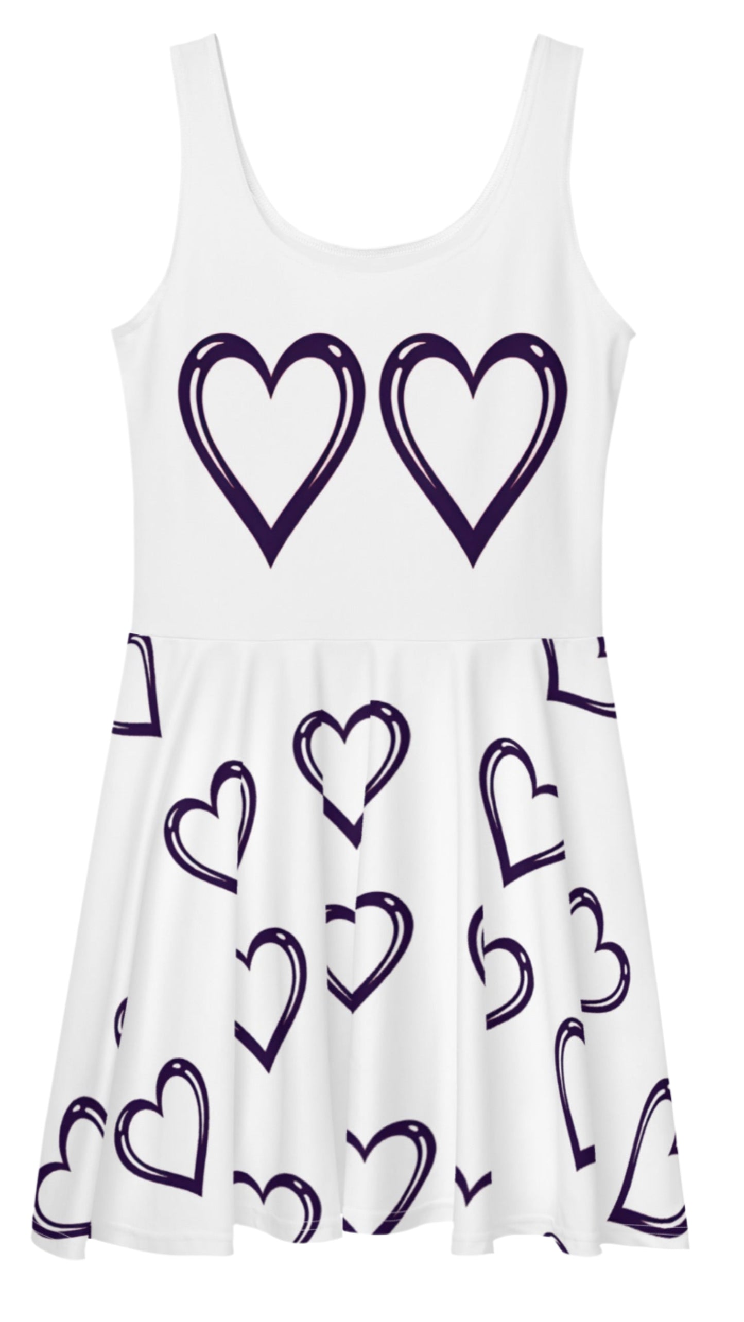 White heart print skater dress with black outlined hearts by luckeladybug