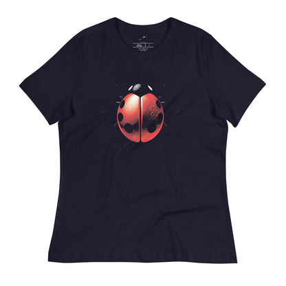 LuckeLadybug ladybug graphic t-shirt in navy blue with a vibrant ladybug design