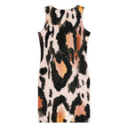 LuckeLadybug leopard print bodycon dress with sleeveless design and abstract animal pattern