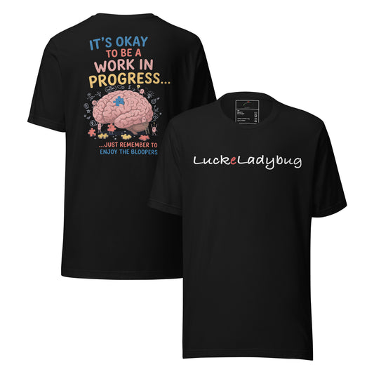 Printful black mental health awareness shirt with positive brain design and motivational text