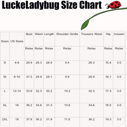 LuckeLadybug size chart for mist green swim dress with bust waist length and hip measurements