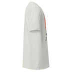 Side view of LuckeLadybug Mystical Warrior T-shirt in white with short sleeves and graphic design