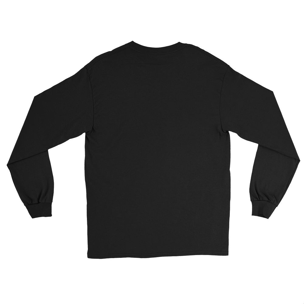 LuckeLadybug Nightmare Fuel T-Shirt black long sleeve crew neck t shirt back view with ribbed cuffs and relaxed fit