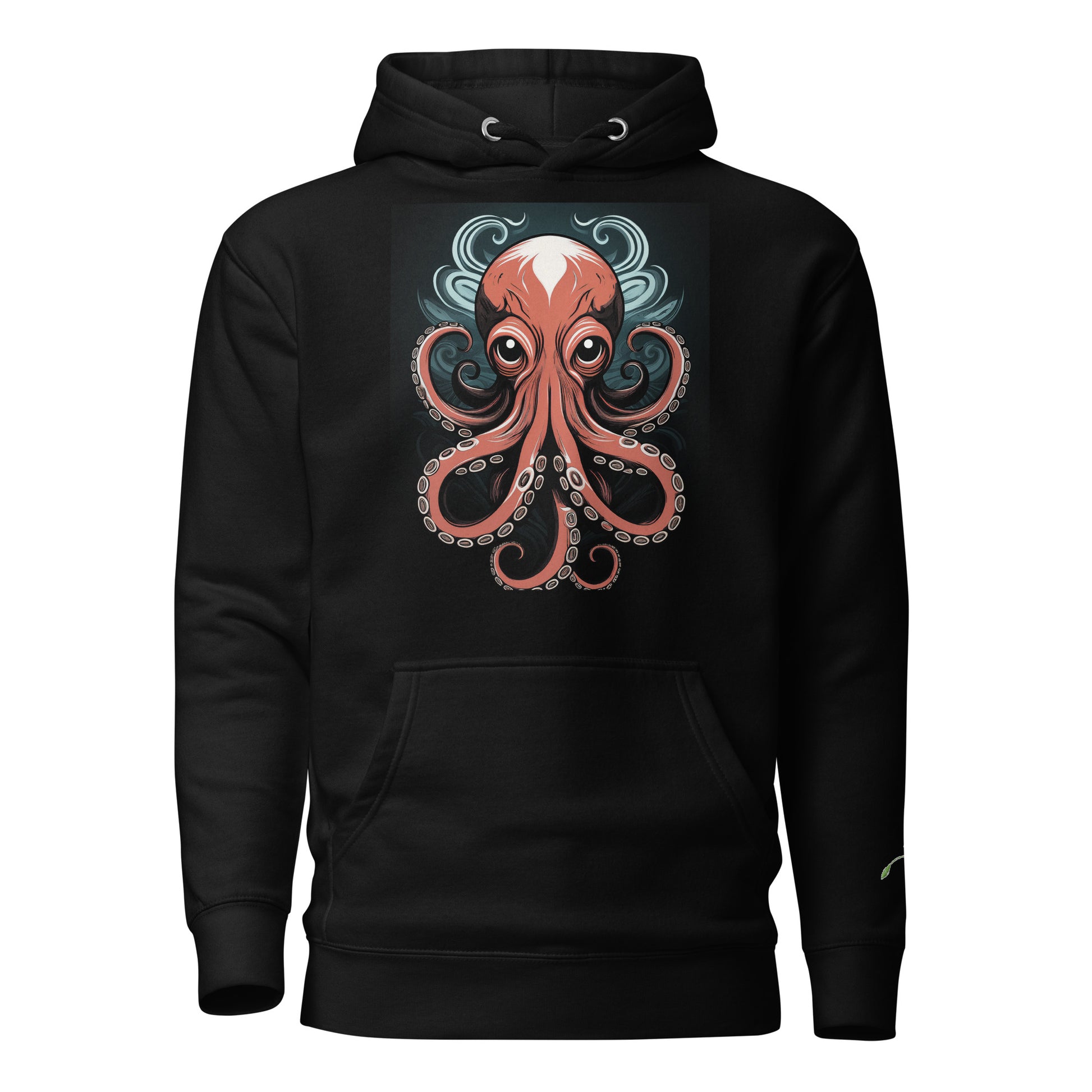 LuckeLadybug black ocean king pullover sweatshirt with detailed octopus graphic on front