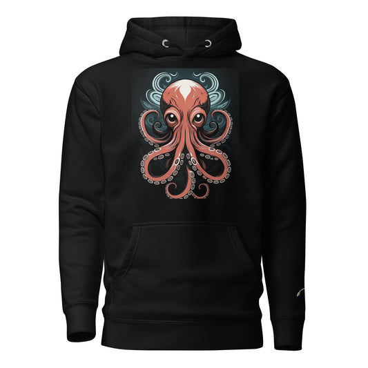 LuckeLadybug black ocean king pullover sweatshirt with detailed octopus graphic on front
