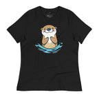 Black t-shirt featuring a playful otter shirt design with a cute otter in water