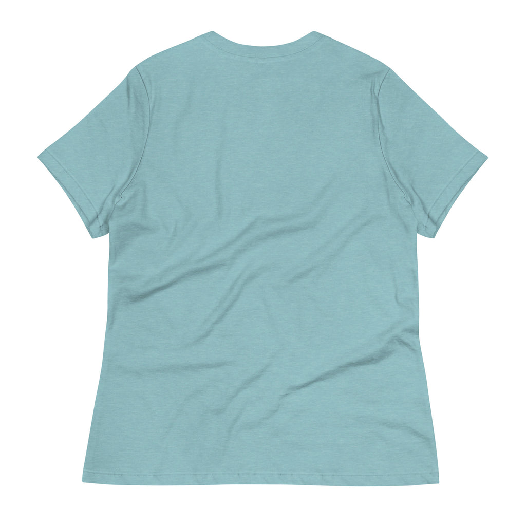 Back view of light blue playful otter shirt with short sleeves and crew neck