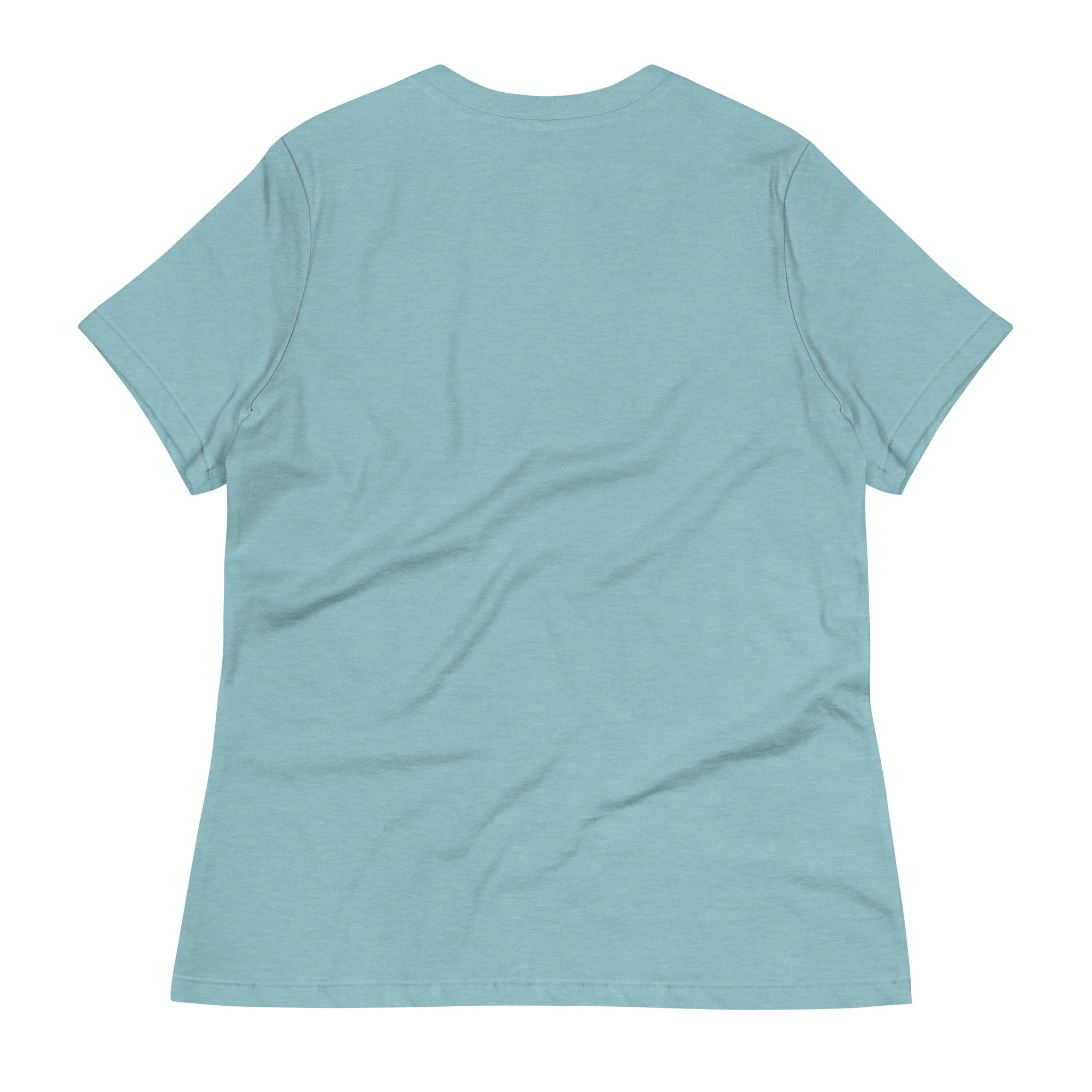 Back view of light blue playful otter shirt with short sleeves and crew neck